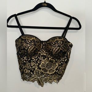 Gold Embellished Bebe Corset Top S